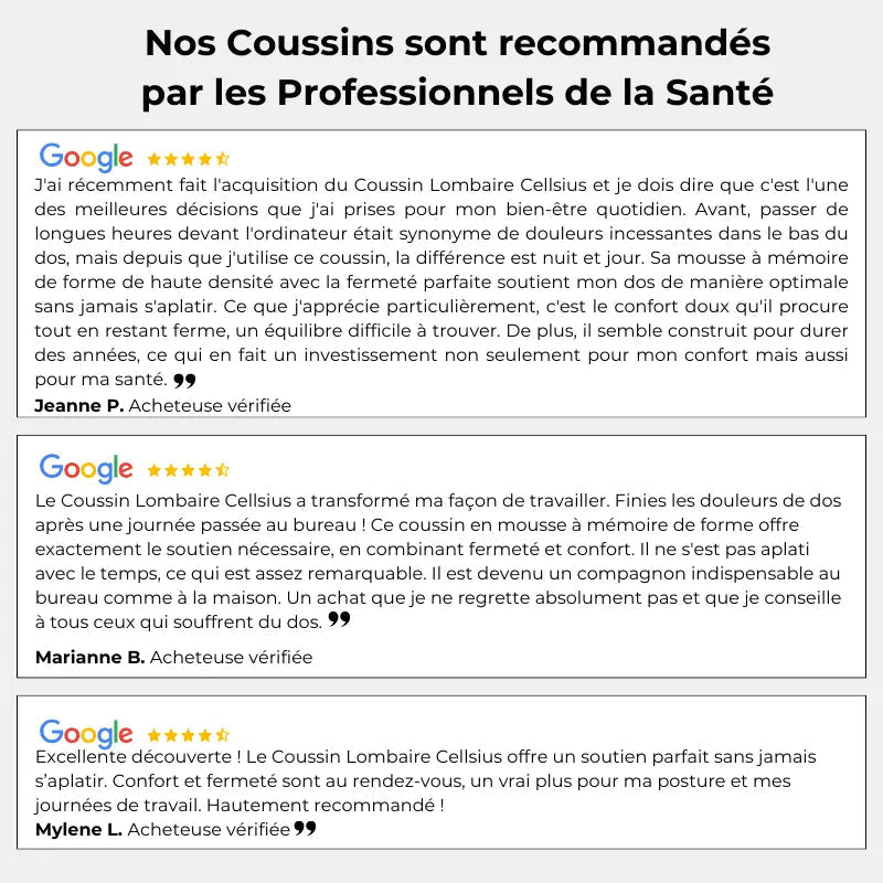 Coussin Orthopédique Dossier Cellsius - Soulage les douleurs lombaires et dorsales - Cellsius.com